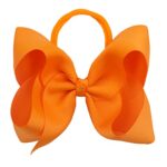 Xansema 2Pcs 6 Inches Ribbon Baby Girls Headbands Infant Elastic Hairbands Large Cheer Bow Hair Band Accessories for Child Toddlers Girls (Orange)