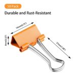 Small Binder Clips, 3/4 Inch (19mm) Binder Clips, 50 Pack Mini Binder Clips (Orange)