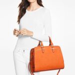 Dasein Women Satchel Handbags Shoulder Purses Totes Top Handle Work Bags with 3 Compartments (3-Orange)