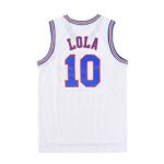 Lola #10 Bunny Space Mens Movie Jersey Looney Basketball Jersey Halloween Costumes Set with Bunny Head Hoop & Socks White M