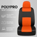 BDK PolyPro Car Seat Covers Full Set in Orange on Black – Front and Rear Split Bench Seat Covers for Cars, Easy to Install Car Seat Cover Set, Car Accessories for Auto Trucks Van SUV