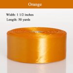 YASEO 1 1/2 Inch Orange Solid Satin Ribbon, 50 Yards Craft Fabric Ribbon for Gift Wrapping Floral Bouquets Wedding Party Decoration