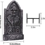 Sizonjoy 17”Halloween Foam RIP Graveyard Tombstones, 4 Pack Halloween Tombstone with 8 Metal Stakes for Halloween Decorations