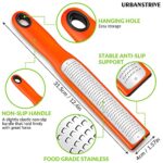 Urbanstrive Zester Grater with Handle, Lemon Zester Cheese Grater for Kitchen Stainless Steel, Graters for Parmesan Cheese Garlic Nutmeg Chocolate Fruits Vegetables Ginger, Fine, Orange