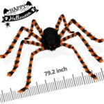 HBlife 6.6FT Giant Hairy Spider Halloween Decorations Furry Scary Virtual Realistic Decor for Outdoor Party Yard, Black and Orange