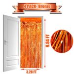 4 Pack Orange Foil Fringe Curtain Backdrop, 3.28Ft x 9.84Ft Metallic Tinsel Foil Fringe Streamers Curtains for Party, Photo Booth Props, Birthday, 2022 Graduation Decoration Supplies, orange 3m
