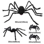 Winsenpro 4-Pack Halloween Spider Decorations,Large Hairy Spiders for Halloween decortaions Outdoor Indoor Scary Halloween Yard Garden Decor(50″,35″,20″,20″)