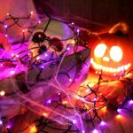 XTF2015 Halloween Lights, 105FT 300 LED Halloween String Lights with Spooky Music Motion Sensor Controller Twinkle Waterproof Purple Orange Lights Plug in for Indoor Outdoor Tree Party Yard Room Decor