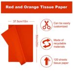 Whaline 120 Sheet Assorted Red Orange Series Tissue Paper Gift Wrapping Tissue Paper Art Paper Crafts for DIY Birthday Autumn Wedding Holiday Paper Flower, 3 Colors, 15 x 20 inch