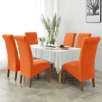 MILARAN Velvet Large Chair Covers for Dining Room, Soft Stretch Seat Slipcover for Large Dining Chair, Washable Removable Parsons Chair Protector,Set of 4,Orange