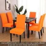 JQinHome Dining Chair Slipcover, High Stretch Removable Washable Chair Seat Protector Cover Set of 6,Chair Covers for Halloween Dining Room, Kitchen,Home Party,Wedding Ceremony(Orange, 6PC)