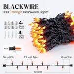 woohaha Outdoor Halloween Lights(23 Feet,100 Count)-Incandescent Orange Christmas Lights with Black Wire,Mini Orange String Lights Connectable for Patio,Garden,Tree,Party, Halloween Decoration