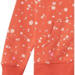 Amazon Essentials Girls’ Fleece Zip-Up Hoodie Sweatshirt, Orange Floral, Medium
