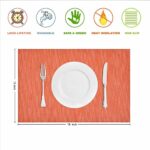GIVERARE Placemats Set of 4, Heat-Resistant Woven Vinyl Placemat, Non-Slip Washable PVC Table Mat, Easy to Clean Premium Plastic Table Mats for Dining Table, Kitchen Table (Orange)
