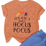 LAZYCHILD Baby Girls Boys Halloween Shirt Toddler Hocus Pocus T-Shirt Sanderson Sister Graphic Print Tee Shirts(Orange,130)