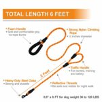 VOZRELS Dog Leash 6ft, Double Handle Dog Leash with Comfortable Padded and Highly Reflective Thread, Heavy Duty Traffic Rope Leashes for Large and Medium Dog Control Safety Training (Orange)
