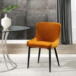 TUKAILAi Leisure Velvet Dining Chairs Set of 4 with Upholstery Seat, Modern Tub Chairs with Padded Seat & Ergonomic Backrest Dining Room Kitchen Home Reception Restaurant Furniture (Orange)