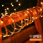 JMEXSUSS Orange Halloween Solar Lights, 66 ft 200 LED Rope Lights Outdoor Waterproof, PVC Tube Orange Christmas String Lights for Halloween Thanksgiving Fall Party Tree Fence Christmas