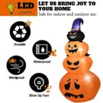 Halloween Inflatables Outdoor Decorations with LED Lights, Halloween Inflatables Pumpkin with Witch Cat Decoration Cute Halloween Blow Up Yard Decorations for Holiday Party Lawn Yard Garden