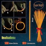 YOFOBU 150 Pack Orange Glow Sticks Bulk Light Up Bracelet Glow Necklaces with Connectors 150ct 8″ Glowsticks Neon Party Supplies for Halloween Christmas New Year Birthday Carnival Raves Wedding