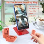 TikTok Scrolling Ring TIK Tok Bluetooth Ring Remote Page Turner clicker for iPhone iPad Camera Wireless Remote Shutter Selfie Button (Bright Orange)