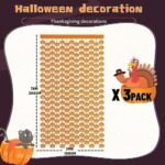 3 Pack Halloween Pumpkin Fringe Curtains Backdrop, 3.3 X 6.6Ft Orange Photo Booth Props Party Decorations, Foil Tinsel Fringe Streamers for Halloween Thanksgiving Fall Front Door Indoor Outdoor Decor