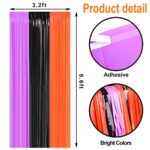 CCINEE 3Pack Purple Black Orange Halloween Foil Fringe Curtain Backdrop,3.3Ft x 6.6Ft Foil Fringe Streamers Curtains for Halloween Party Photo Booth Props Birthday Wedding Decoration
