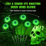 4 Pack Oudoor Halloween Decor, AHAORIGIN 24LED Scary Eyeball Solar Halloween Lights, Larger Swaying Firefly Lights Solar Halloween Decorations Outdoor for Garden Yard Pathway Halloween Party (Green)