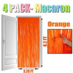 HalloweenDecorate 4 Pack Macaron Orange Foil Fringe Curtain Backdrop, 3.28Ft x 8.2Ft Metallic Tinsel Streamer Curtains, Birthday, Wedding, New Year’s, Christmas Decorations Party Supplies, One Size