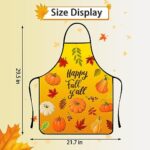 Lucleag Happy Fall Apron, Happy Fall Y’all Apron Fall Maple Leaves Pumpkin Apron for Women Men Chef, Autumn Fall Kitchen Aprons Cooking Apron for Thanksgiving Dinner Harvest Party BBQ Cooking