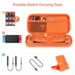 Younik Switch Accessories Bundle, 15 in 1 Orange Switch (NOT OLED/Lite) Accessories Kit for Girls Include Switch Carrying Case, Adjustable Stand, Protective Case for Switch Console & J-Con