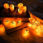 BOLWEO Halloween Decorations Pumpkin String Lights, 10ft 20 LED Lights Battery Operated 2 Modes with Gift Box Packaging for Outdoor and Indoor Halloween Decor