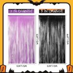 Tigeen 9 Pcs Halloween Foil Fringe Curtains 3.3 x 6.6 ft Orange Purple Black Photo Booth Props Spooky Pumpkin Halloween Party Photo Backdrop Streamers for Birthday Halloween Party Decorations