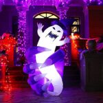 Twinkle Star 5.6FT Halloween Inflatable Lighted Skeleton Hand Hold a Ghost, LED Lights Animated Blow Up Yard Prop, Giant Lawn Decorations, for Home Yard Lawn Garden Party Outdoor Décor