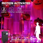MZD8391 Motion Sensor Spooky Music Halloween Decorations Lights Outdoor Indoor, 108FT 300LED Halloween String Lights, Orange & Purple 2 Colors in 1 Waterproof Halloween Decor for Tree Party