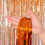 RUBFAC 3pcs 3.3×8.2 Feet Orange Fringe Backdrop Curtains,Tinsel Streamers Birthday Party Decorations,Fringe Backdrop for Birthday Women Bachelorette Wedding Party Decor