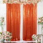 AMZLOKAE Sequin Backdrop Curtain 2FTx7FT Orange Sequin Curtain for Windows Shimmer Curtain Panel Photography Backdrop Baby Shower Curtain Glitter Curtain Backdrop Curtain for Parties