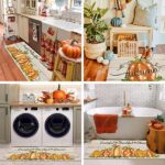 Pauwer Fall Pumpkin Kitchen Rugs Set of 2, Autumn Farmhouse Kitchen Floor Mat, Non Slip Anti Fatigue Kitchen Mats for Floor, Cushioned Kitchen Runner Rug Set Fall Harvest Thanksgiving Decor