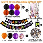 Happy Halloween Banner Paper Honeycomb Ball Swirl Streamers Circle Confetti Dots Balloons Pumpkin Ghouls Bat Cat for Halloween Party Decorations Indoor Outdoor Wall Door Decoration