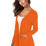 TownCat Cardigans for Women Loose Casual Long Sleeved Open Front Breathable Cardigans with Pocket (Orange, XL)