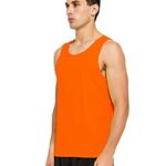 DEMOZU Men’s Neon Running Athletic Tank Top Quick Dry Workout Gym Swim Beach Sports Marathon Tank Top Sleeveless Shirts, Neon Orange, L