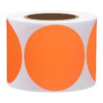 Hybsk Fluorescent Orange Labels 2″ Round Color Coding Dots Stickers Adhesive Label 300 Per Roll (Fluorescent Orange)