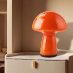 NOTOC Flame Red Mushroom lamp,Glass Mushroom Bedside Table Lamp Translucent Vintage Style Small Nightstand Desklamp for Home Decor, Dining, Living, Bedroom, Gift?3-Color Bulbs Included?