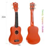 Trendy Soprano Ukulele for Beginners 21 Inch Hawaiian Ukulele for Kid Adult Student with Gig Bag (Orange)