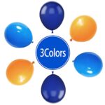 Paready Blue Orange Balloons, 30 Pcs 12 Inch Navy Blue and Orange Latex Balloons with Ribbons for Boys Birthday Baby Shower Company Events Wedding Bridal Shower Graduation Festival Decoration