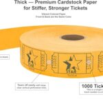 Tacticai 1000 Raffle Tickets, Star, Orange (8 Color Selection), Single Roll, Ticket for Events, Entry, Class Reward, Fundraiser & Prizes