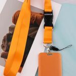 Lanyard ID Holder Orange Lanyard for Keys ID Badges Keychain Vertical Name Badge Holder with Clip