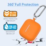 MHYALUDO AirPods 3rd Generation Case Cover 2021, Military Grade Anti-Fall Soft Silicone Shock-Absorbing Protective AirPods 3 Case Skin with Keychain and Cleaning kit, Front LED Visible, Orange