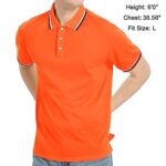 V VALANCH Orange Polo Shirts for Men Solid Short Sleeve Golf Shirt Summer Casual Polyester Collared Shirt