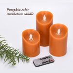 AKU TONPA Real Wax Flameless Candles Battery Operated LED Fake Candle Set with Remote Control and Timer for Halloween Decorations (Orange)